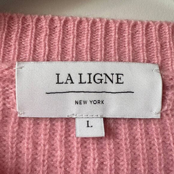 La Ligne Toujours Stripe Cashmere Sweater in Bubblegum/Neon Pink - Picture 6 of 9